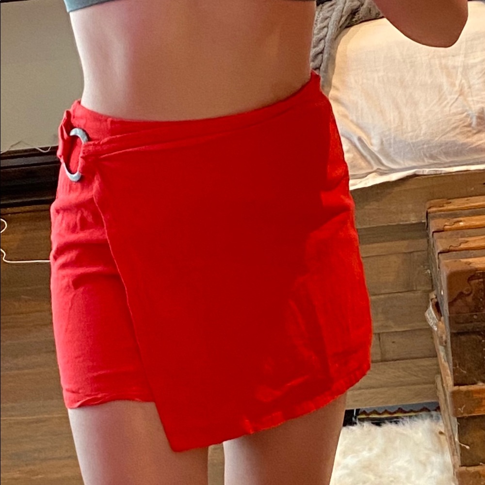 Red mini skirt